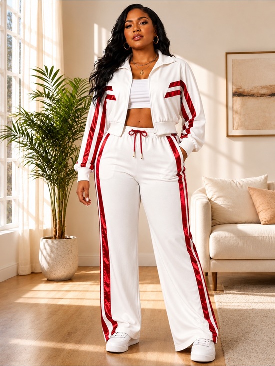 Unbranded Pants - NEW Y2K Style Striped Zip-Up Tracksuit Set – Size 3X-Large